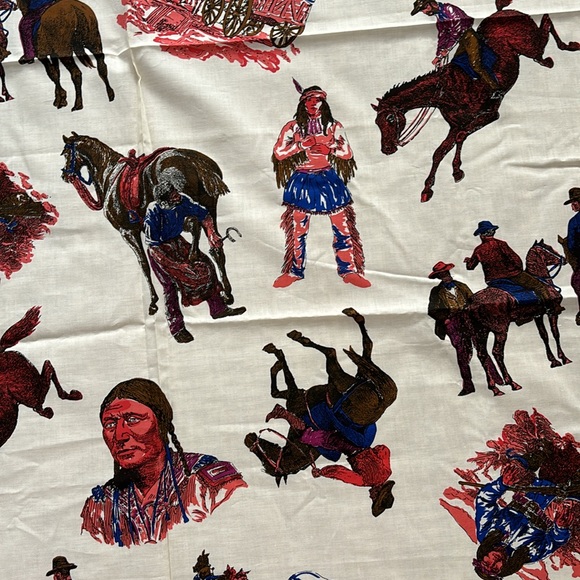 Vintage cowboys and Native Americans fabric - Picture 6 of 7